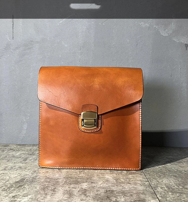 Business Black Leather Mens 10 inches Square Side Bag Messenger Bag Tan Postman Bag Courier Bag for Men Urban Adventure Gear Daily Utility