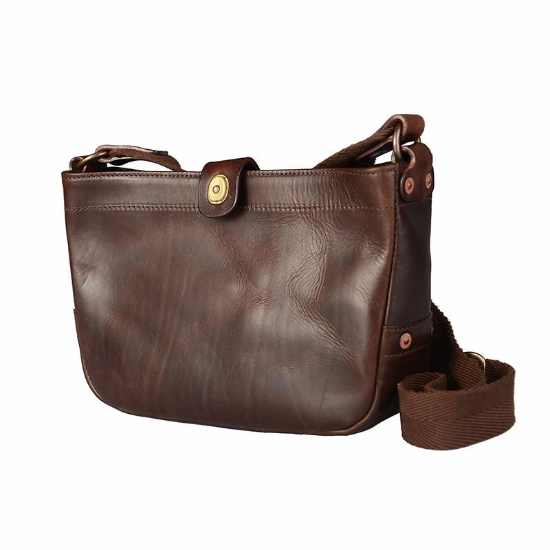 Casual Tan Leather Mens 8 inches Postman Bag Side Bag Brown Leather Messenger Bags Courier Bag For Men Versatile Accessory Modern Travel