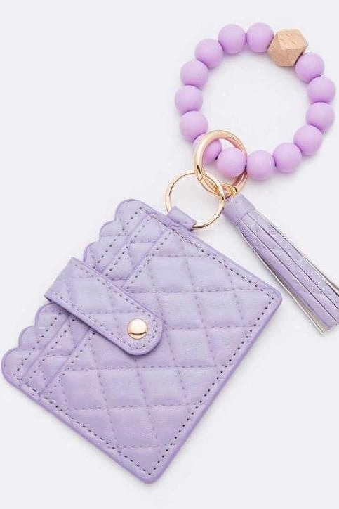 BB139X181 Jessica Quilted Beaded Keychain Bracelet Wallet Chic Utility Modern Versatility