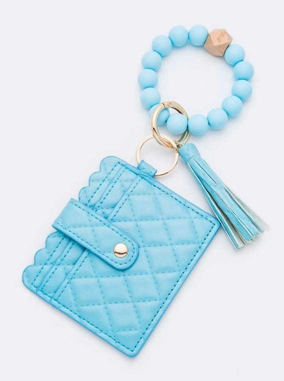 BB139X181 Jessica Quilted Beaded Keychain Bracelet Wallet Everyday financial organizer