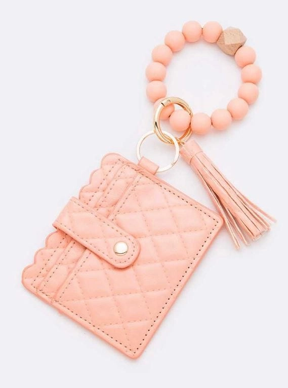 BB139X181 Jessica Quilted Beaded Keychain Bracelet Wallet Elegant Appeal