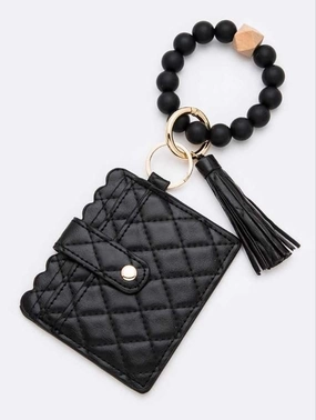 BB139X181 Jessica Quilted Beaded Keychain Bracelet Wallet Stylish pocket pouch Urban Minimalism