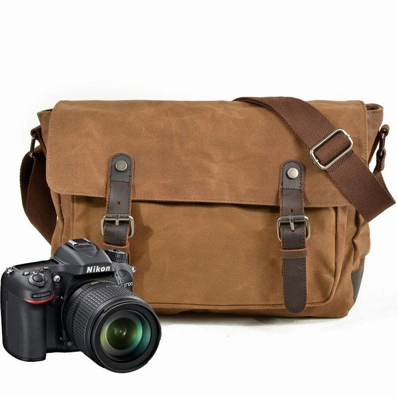 Mens Canvas Camera Messenger Bag Camera Side Bag Camera Shoulder Bag for Men Modern Companion