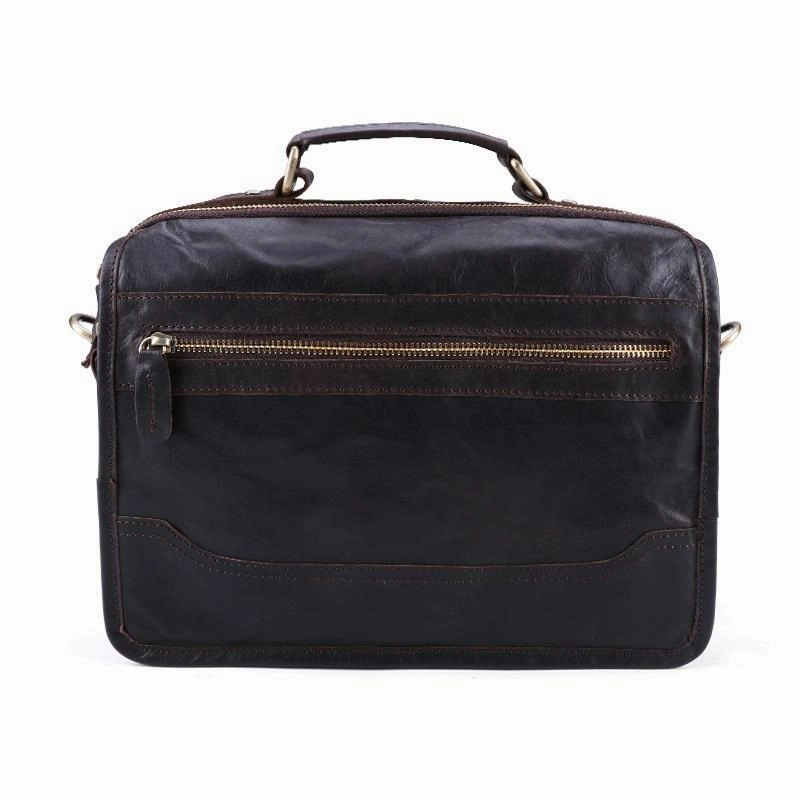 Modern Lifestyle Outdoor Utility Small Brown Leather Briefcase Messenger Bag Work Vintage Handbag Shoulder Bag For Men