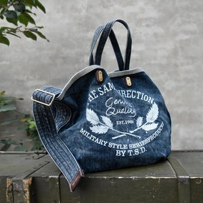Blue Denim Tote Messenger Bag Jean Tote Bag for Men Blue Denim Tote Handbag Denim Tote Bag Soft Texture Outdoor Carry