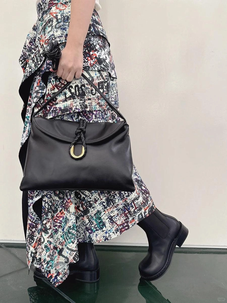 Silky Lambskin Leather Braided Rope Buckle Shoulder & Crossbody Bag | Elegant Handle Party Bag for Women Party Glam