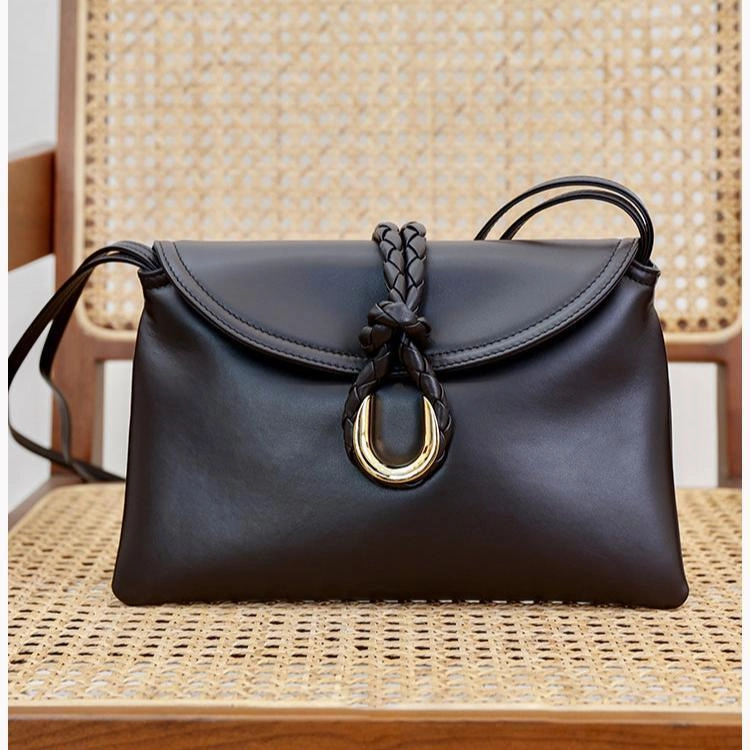 Silky Lambskin Leather Braided Rope Buckle Shoulder & Crossbody Bag | Elegant Handle Party Bag for Women Cocktail Event