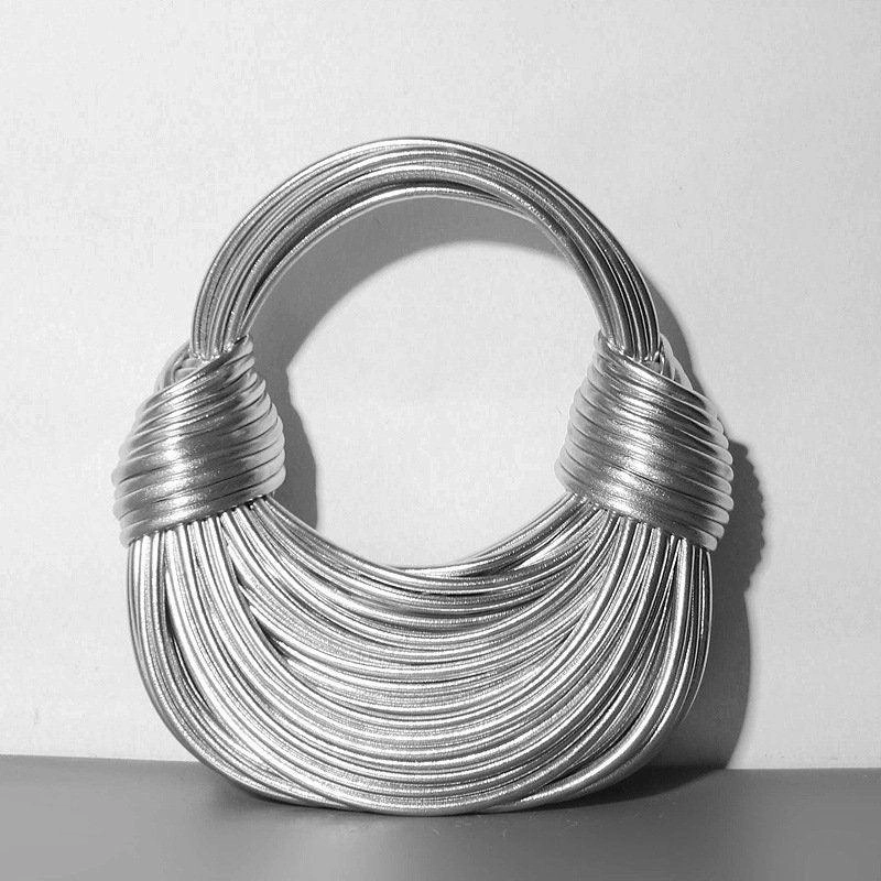 Silver Gold Double Knot Bag, Handcrafted Genuine Leather, Fashion Bags, Luxury Wedding Handbag, Special Occasion Event Bag, Hobo Bag Chic Finish Weekend Look