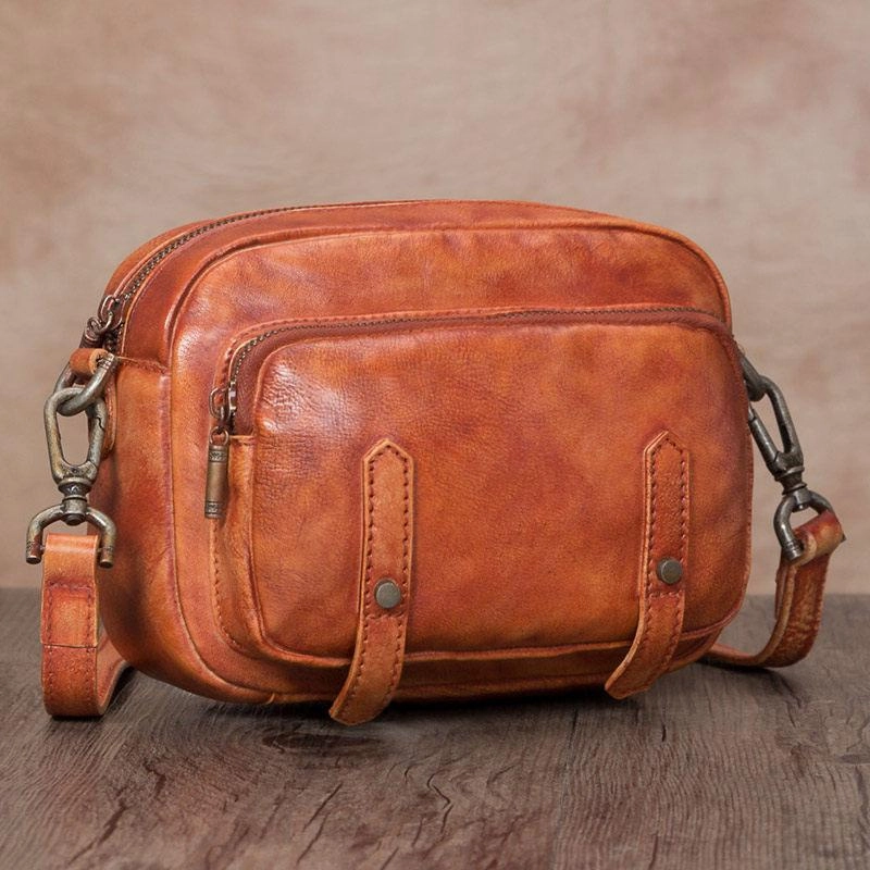 Stylish Detail Grey Vintage Mens Leather Small Messenger Bag Side Bag Postman Bag Courier Bag for Men