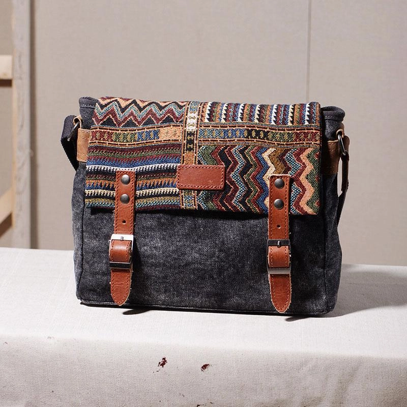 Travel Companion Vintage Mens Canvas Gray Cool Side Bag Messenger Bag Shoulder Bag for Men