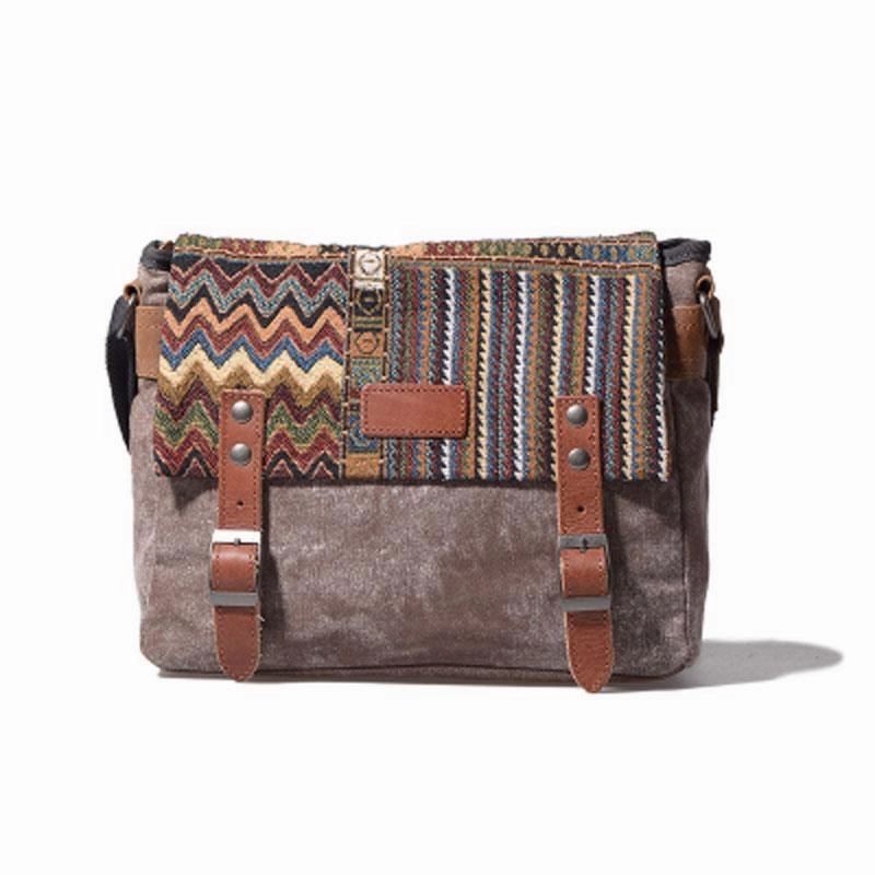 Vintage Mens Canvas Gray Cool Side Bag Messenger Bag Shoulder Bag for Men Stylish Design