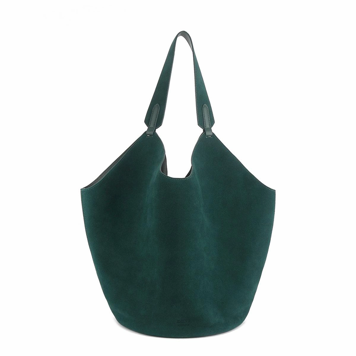 Luxury Pebbled Grain Leather Bucket Bag,  Large Minimalist Cowhide Leather Tote Bag Compact Urban Look Day To Night Style