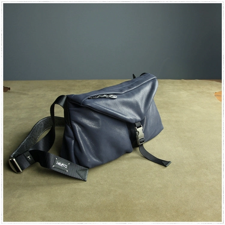 Stylish Men Blue Leather Shoulder Purse Side Bag Leather Messenger Bag for Men Minimalist Organizer Outdoor Comfort
