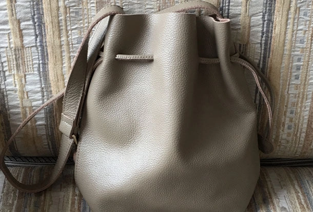 simple design Genuine Leather Bucket Bag Shoulder Bag For Women Leather Crossbody Bag