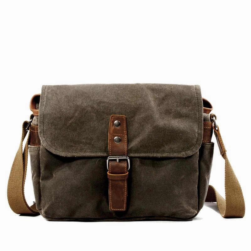 Cool Waxed Canvas Leather Mens Casual Waterproof Messenger Bag Camera Bag Side Bag For Men Urban Comfort Everyday Comfort
