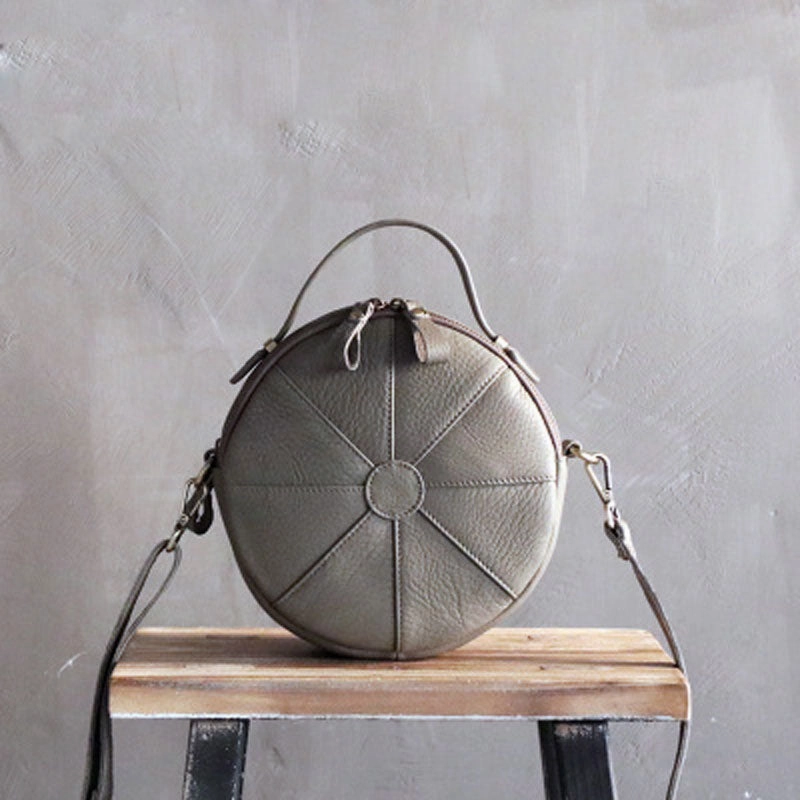 Fashion Womens Leather round purse circle bag circle handbag round handbag for women Daily Mood