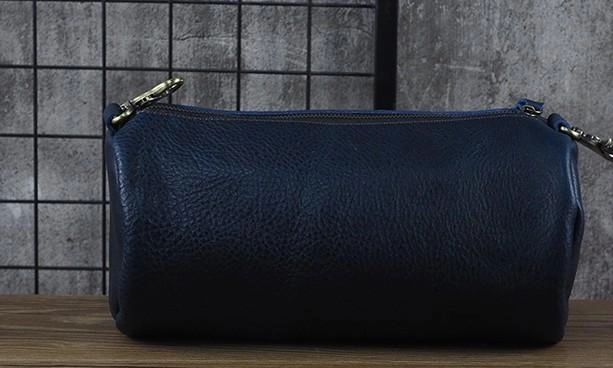 Cool Leather Mens Barrel Side Bag Bucket Shoulder Bag Messenger Bag for Men outdoor durability Minimalist Aesthetic