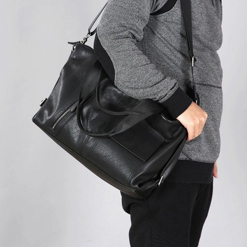Handmade Leather Mens Handbag Cool Messenger Bag Shoulder Bag Weekender Bag for Men Trendy Travel Street Functionality