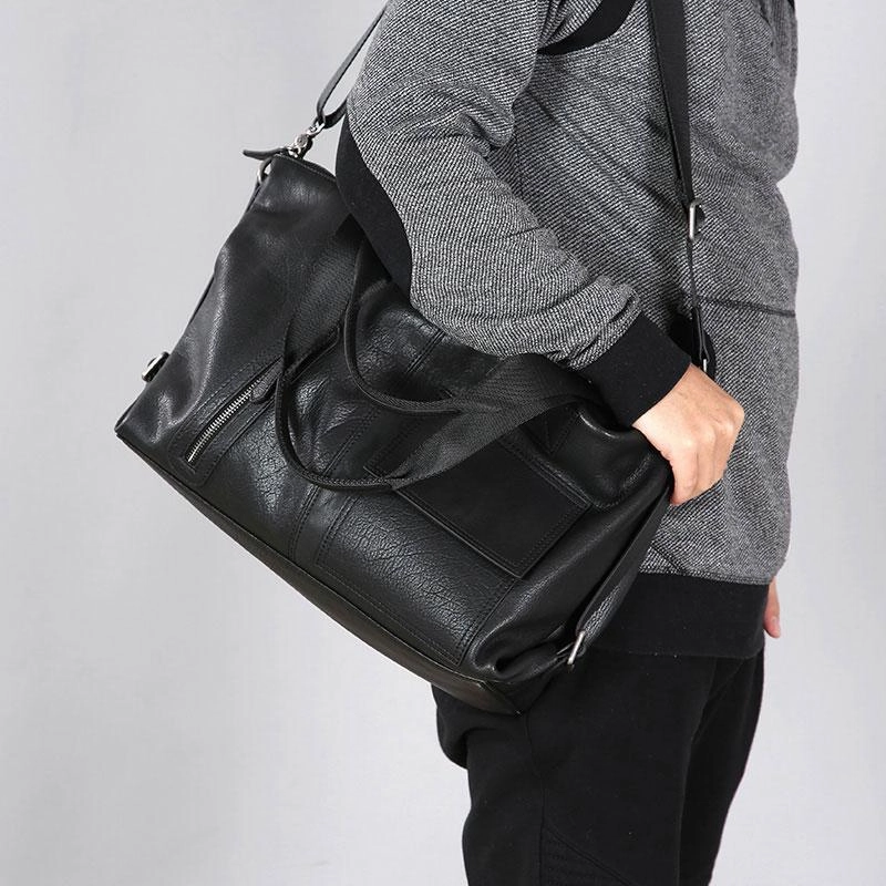 Handmade Leather Mens Handbag Cool Messenger Bag Shoulder Bag Weekender Bag for Men Minimalist Comfort Daily Utility