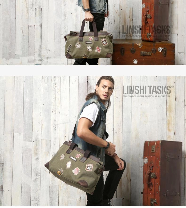 Black Mens Fashion Canvas Large Travel Bag Shoulder Canvas Weekender Bag Duffle Bag For Men Stylish frame