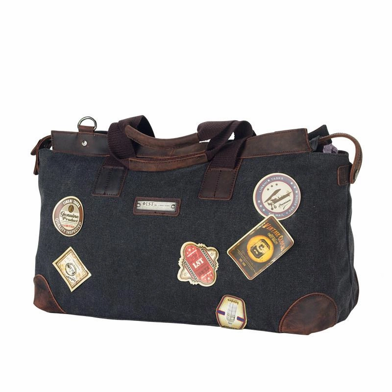 Soft Grip Black Mens Fashion Canvas Large Travel Bag Shoulder Canvas Weekender Bag Duffle Bag For Men