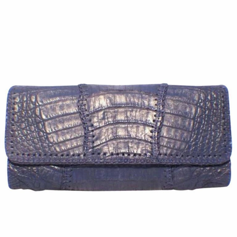 Wedding Party Carlos Falchi Blue Crocodile Patchwork Clutch