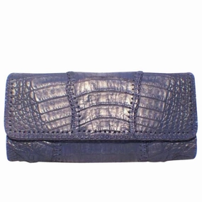 Wedding Party Carlos Falchi Blue Crocodile Patchwork Clutch
