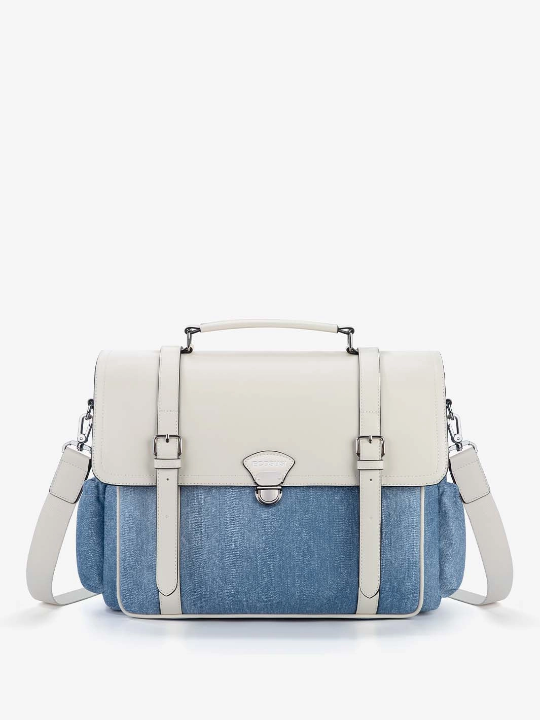 Denim-Inspired PU Fabric 15.6-Inch Briefcase Lightweight Travel Compact accessory