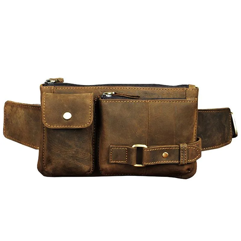 Leather Mens Fanny Pack Waist Bag Hip Pack Belt Bag Bumbag for Men Urban Gear