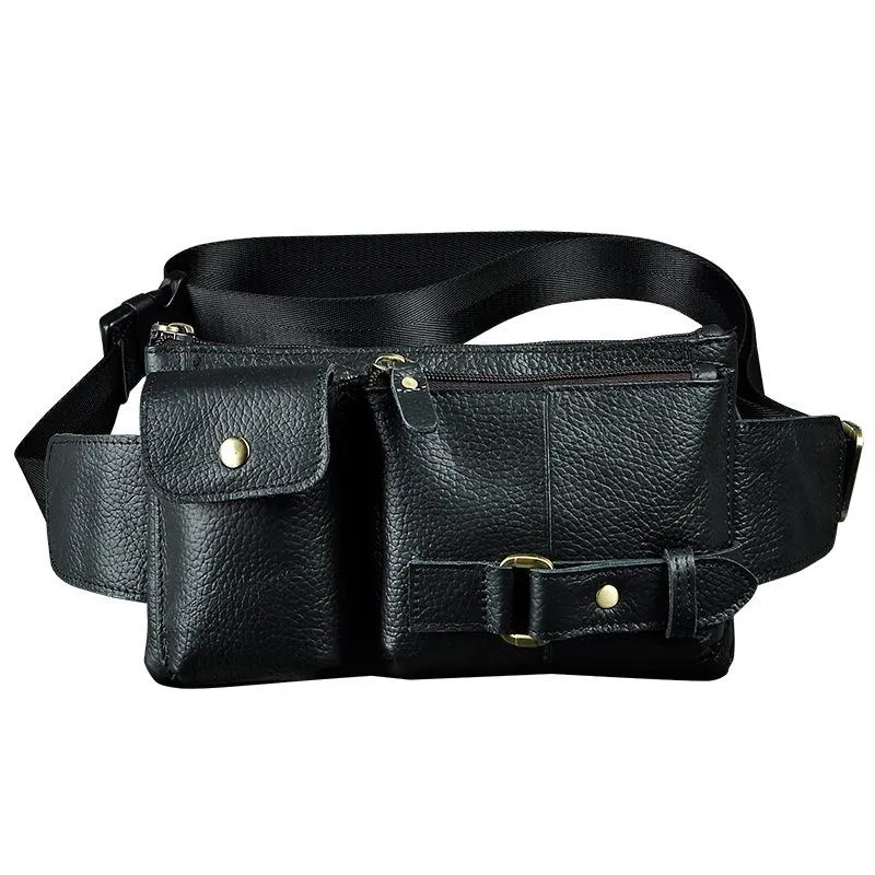Leather Mens Fanny Pack Waist Bag Hip Pack Belt Bag Bumbag for Men Chic Design