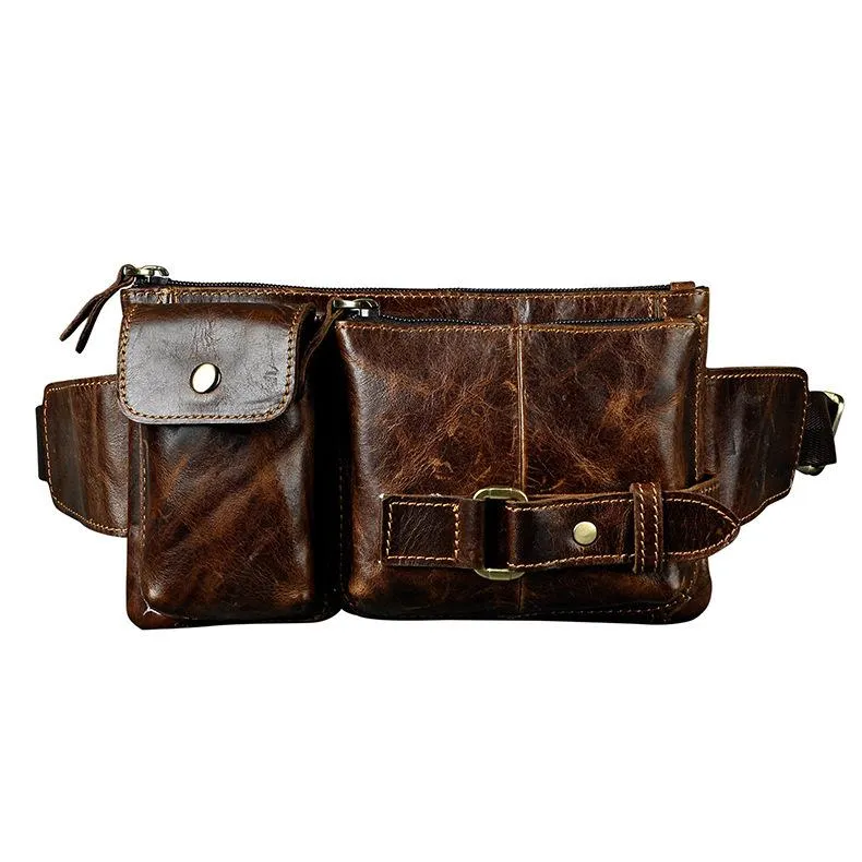 Leather Mens Fanny Pack Waist Bag Hip Pack Belt Bag Bumbag for Men Casual Look Urban Lifestyle