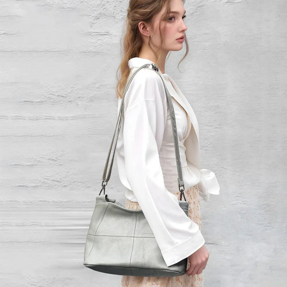 Unisex Appeal Small Cowhide Leather Shoulder Bag | Stylish Everyday Crossbody Purse