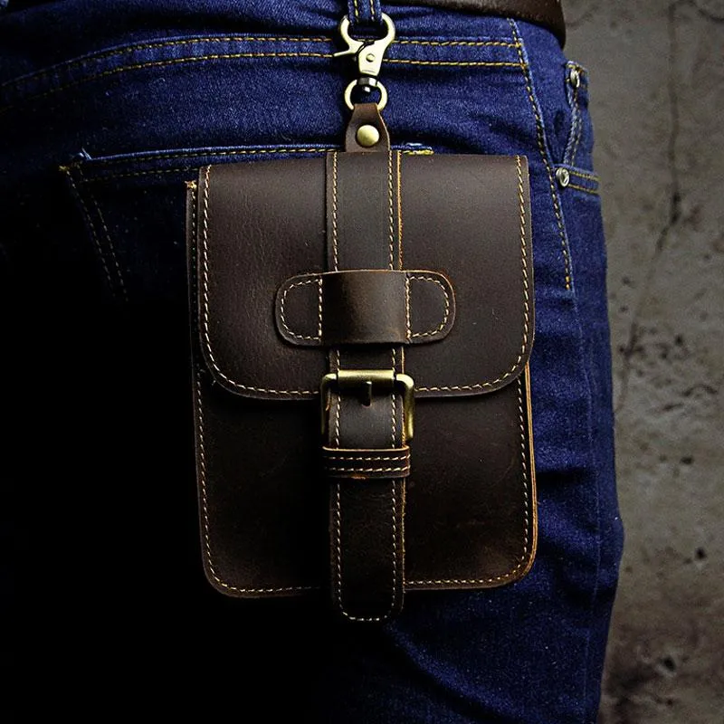 Soft touch wallet Sleek Craftsmanship Small Leather Belt Pouch Mens Holsters Belt Cases Cell Phone Waist Pouch for Men