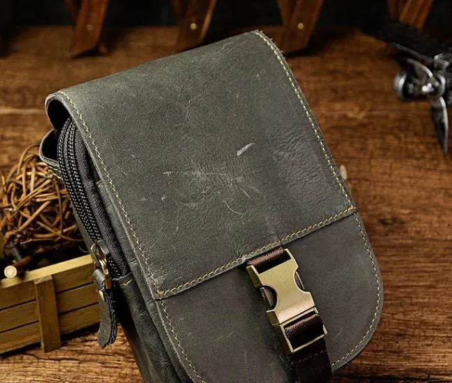 Small Mens Leather Belt Pouch Holster Belt Cases Cell Phone Waist Pouch for Men Timeless Form Practical Utility