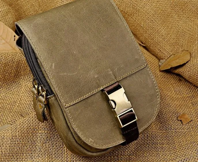 Small Mens Leather Belt Pouch Holster Belt Cases Cell Phone Waist Pouch for Men Pocket-sized financial case Classic Structure