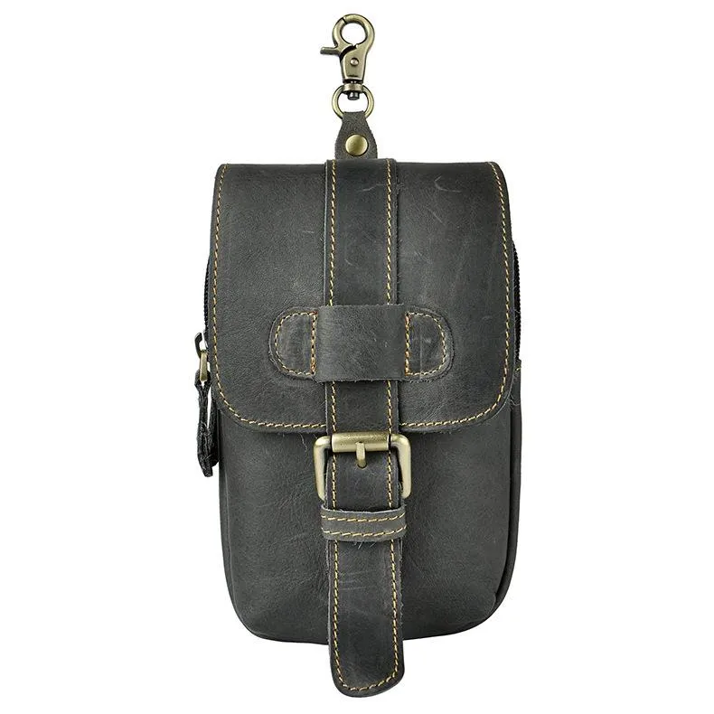 classic accessory Small Mens Leather Belt Pouch Holsters Belt Case Cell Phone Waist Pouch for Men