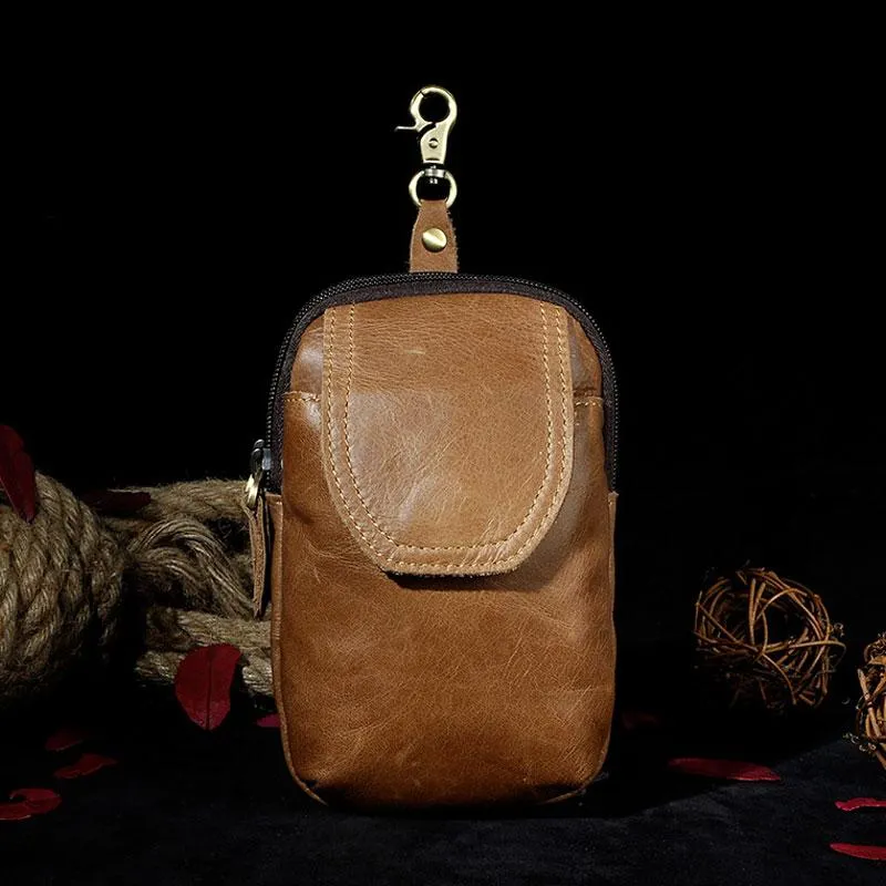Small Mens Leather Belt Pouch Holsters Belt Cases Cell Phone Waist Pouch for Men Slim Shape Elegant Appeal