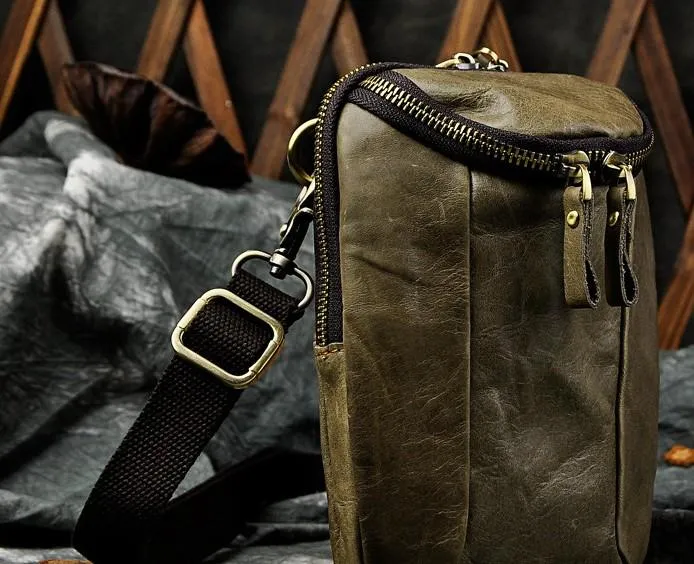 Everyday Carry Professional Simplicity Small Mens Leather Side Bag Belt Pouch Holster Belt Case Waist Pouch for Men