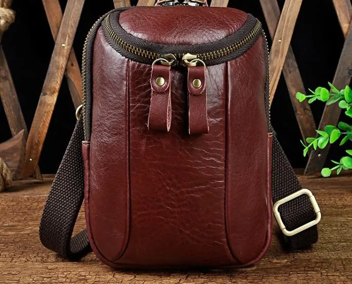 Small Mens Leather Side Bag Belt Pouch Holster Belt Case Waist Pouch for Men Fine Leather Stylish Function