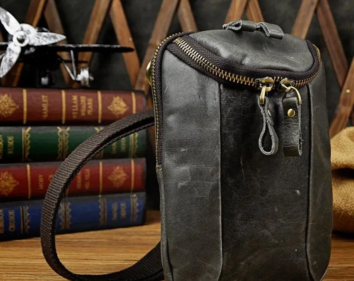Small Mens Leather Side Bag Belt Pouch Holster Belt Case Waist Pouch for Men Smart Harmony