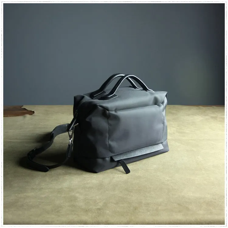 Small Womens Black Nylon Leather Crossbody Handbag Purse Cube Black Nylon Shoulder Bag Purse for Ladies Unisex Appeal chic aesthetic