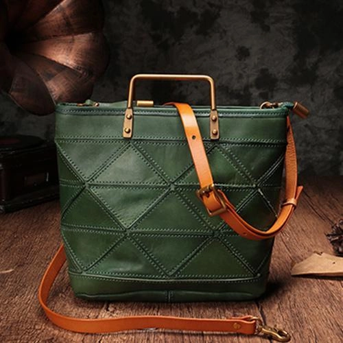 Small Green Womens Leather Tote Bags Small Tote Handbags Brown Shoulder Tote Purse for Ladies Luxury Choice Chic Appearance