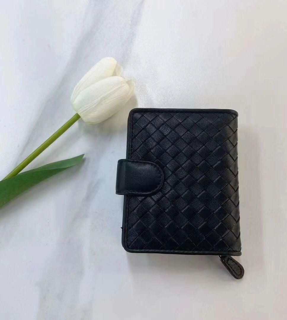 Formal Accessory Small Lambskin Leather Interwoven Wallet, Women Woven Leather Cards Holder, Handcrafted Trifold Wallet, Designer Wallet, Women Purse