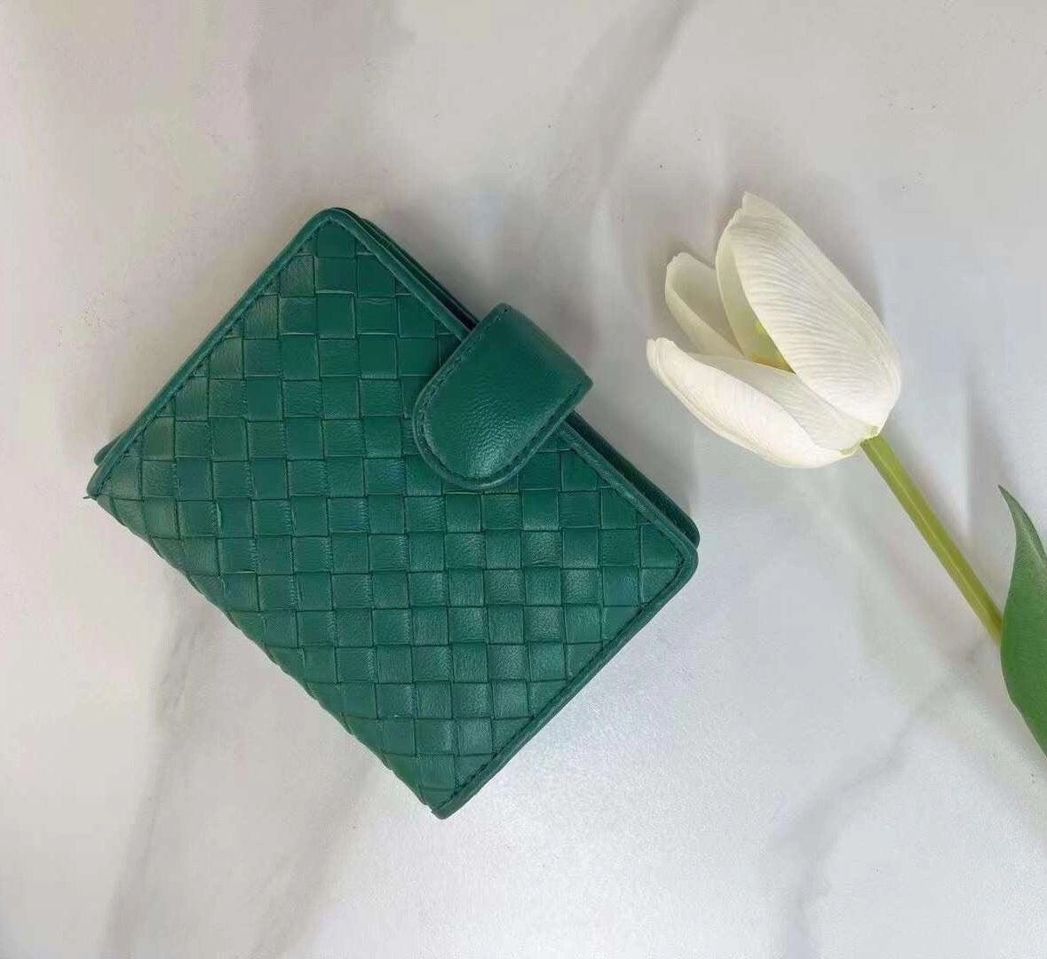 Work Essential Small Lambskin Leather Interwoven Wallet, Women Woven Leather Cards Holder, Handcrafted Trifold Wallet, Designer Wallet, Women Purse