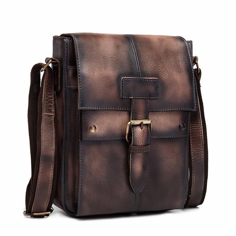 Small Leather Mens SIDE BAGs COURIER BAGs Messenger Bag Shoulder Bag for Men Compact Lifestyle Casual Travel