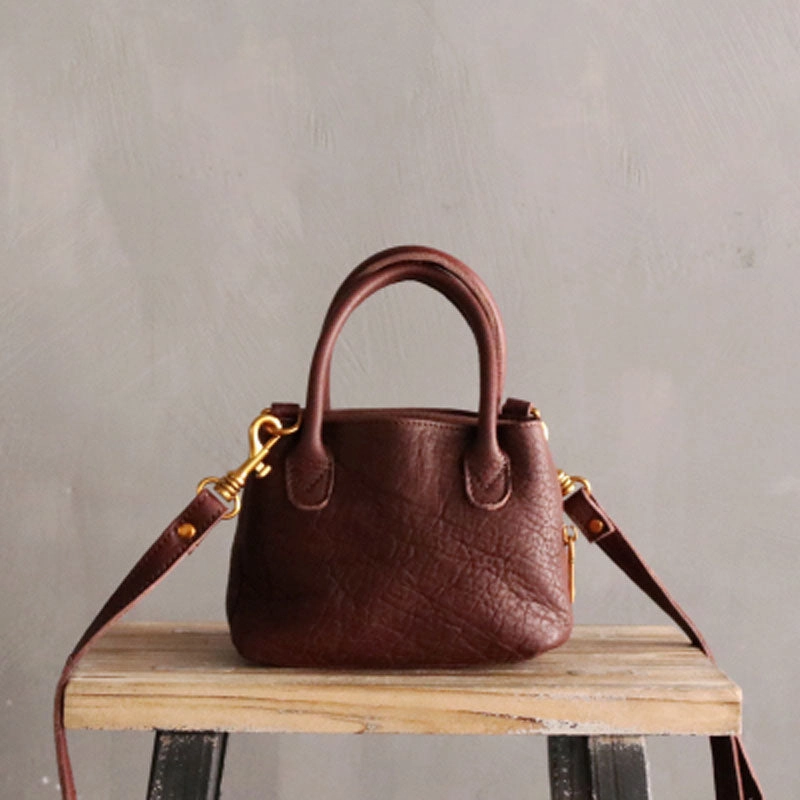 Small LEATHER WOMENs Handbag Mini Vintage Shoulder Purses FOR WOMEN Bright Accent Handcrafted Quality