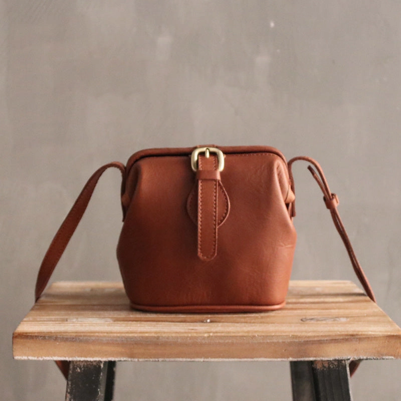 Compact Companion Classic Appeal Small Womens Brown Leather Small doctor bag shoulder doctor bag for women