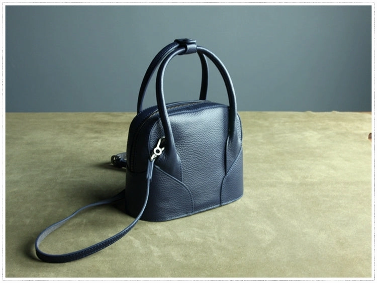 Work Essential Small Womens Dark Gray Leather Handbag Purse Leather Classic Gray Shoulder Bag Handbag Purse for Ladies