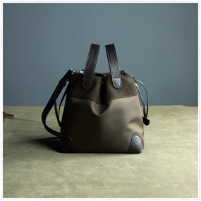 Small Womens Orange Nylon Leather Bucket Handbag Purse Nylon Leather Barrel Shoulder Bag Handbag Purse for Ladies Practical Mood elegant design