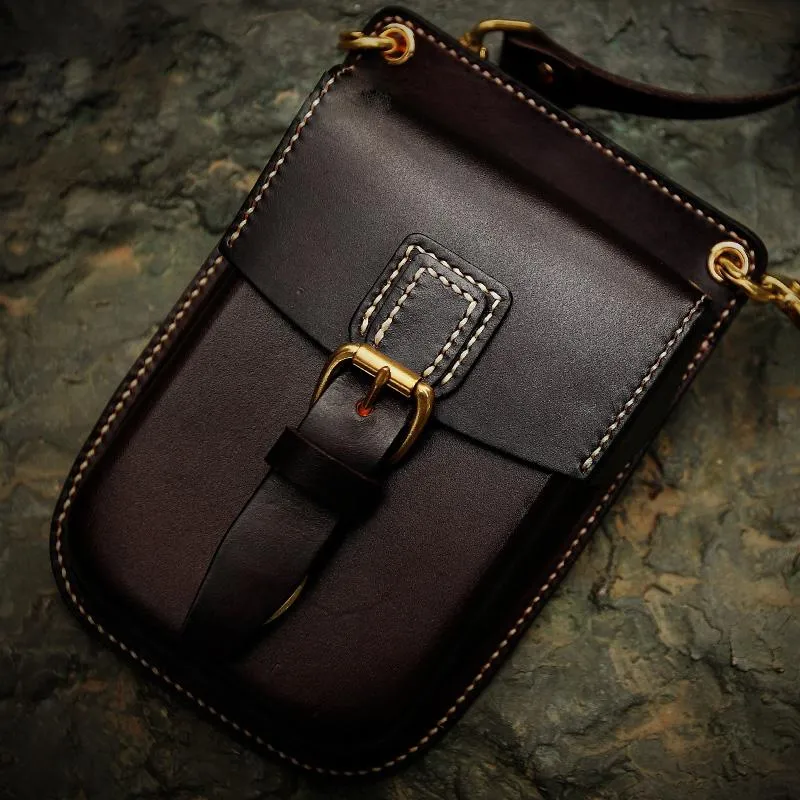 Functional Gear Premium Structure Leather Belt Pouches Mens Small Cases Waist Bag Hip Pack Belt Bag Fanny Pack Bumbag for Men